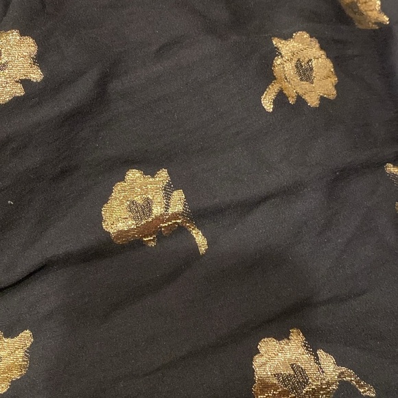 Warm NY / Ladyland black metallic gold floral long sleeve Maxi Dress 2 medium M - Picture 6 of 6